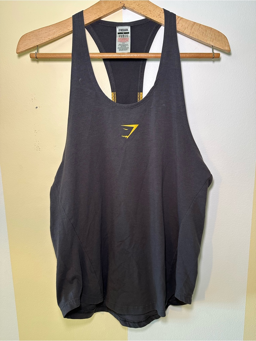 Gymshark Black Men’s Racerback Tank with Yellow Logo